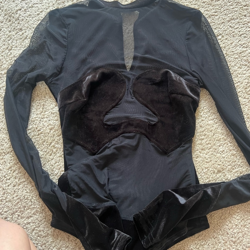 Black Long Sleeve Mesh Bodysuit